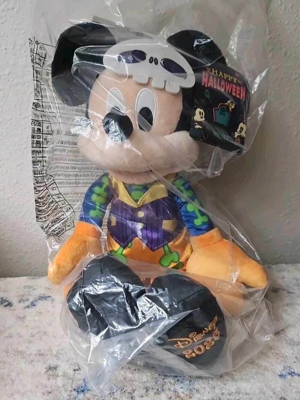 Disney 2023 Halloween Mickey Mouse Glow in the Dark Plush Stuffed Animal Toy 15"
